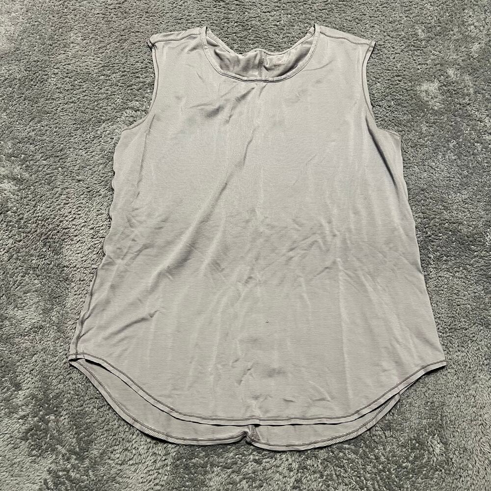 Athleta Shirt Womens Large Shanti Micro Stripe Tank Top Gray 218025